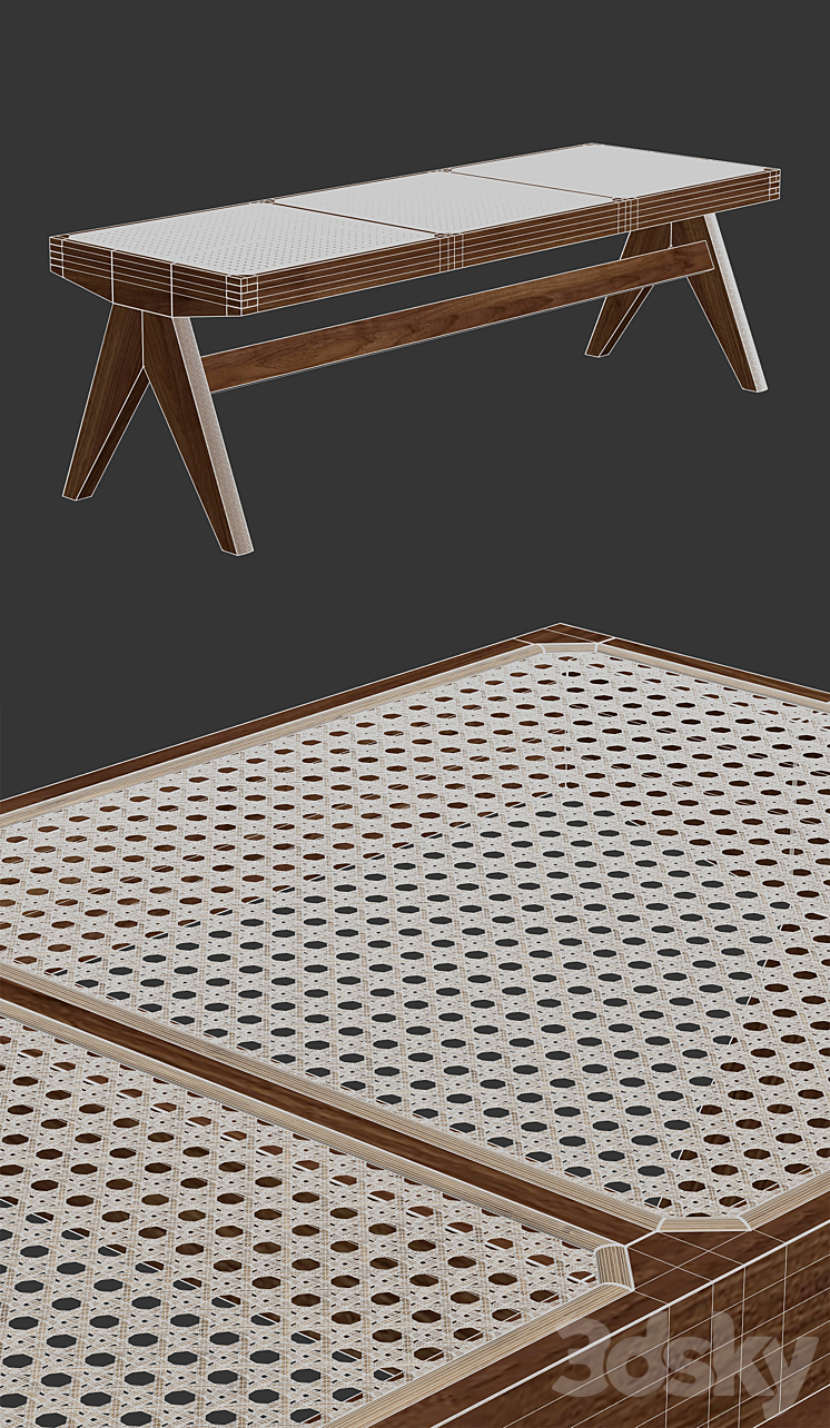 Cassina – 057 Civil Bench 3DS Max - thumbnail 2