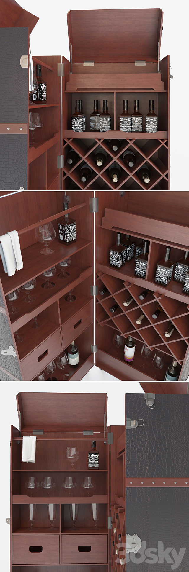 Closet-suitcase bar “Colonial” (Colonial) 3DS Max Model - thumbnail 3