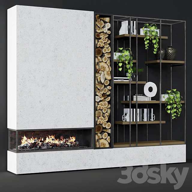 Contemporary fireplace 25 3DS Max Model - thumbnail 1