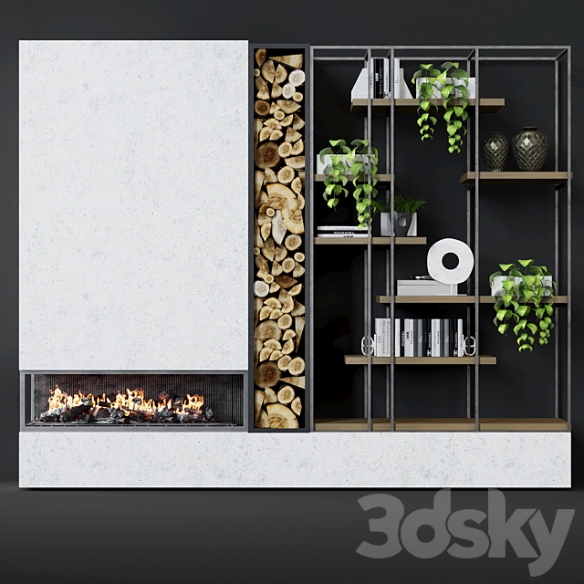 Contemporary fireplace 25 3DS Max Model - thumbnail 2