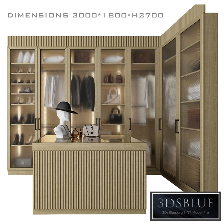 Corner dressing room with an island_3 3DS Max - thumbnail 3