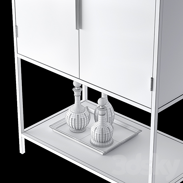 Crate and Barrel Oxford Bar Cabinet 3DSMax File - thumbnail 3