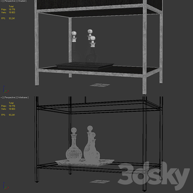 Crate and Barrel Oxford Bar Cabinet 3DSMax File - thumbnail 4