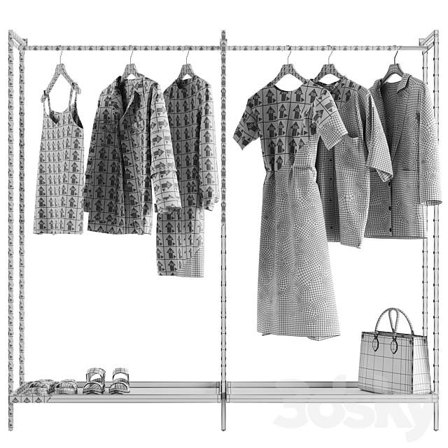 Crate & Barrel Flex Modular Double Clothing Rack 3DSMax File - thumbnail 4