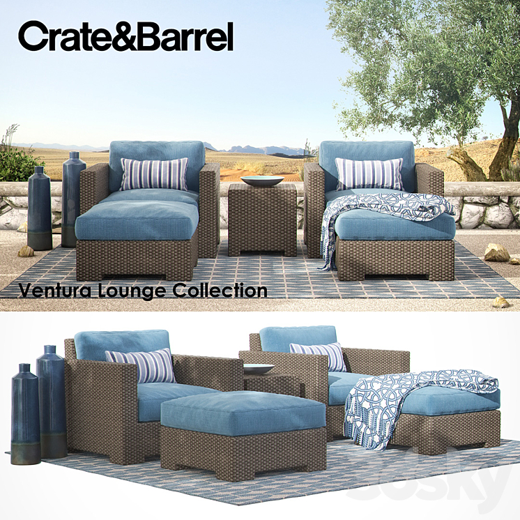 CRATE & BARREL – VENTURA Lounge Collection – Set II 3DS Max - thumbnail 1