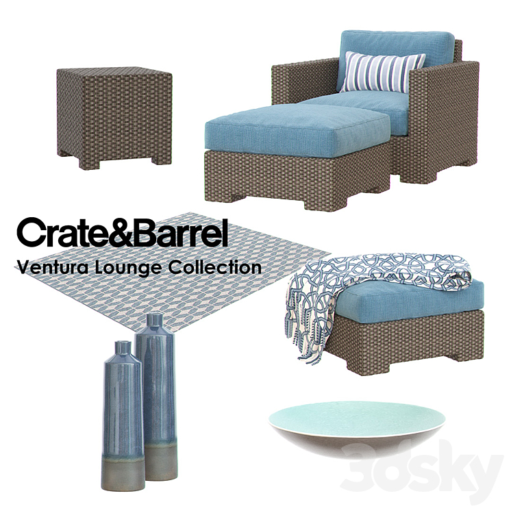 CRATE & BARREL – VENTURA Lounge Collection – Set II 3DS Max - thumbnail 2