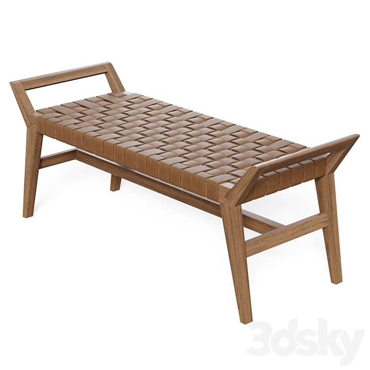 Danielle Leather Bench 3DS Max - thumbnail 1