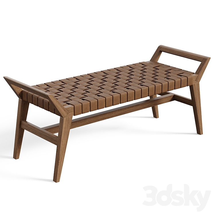 Danielle Leather Bench 3DS Max - thumbnail 2