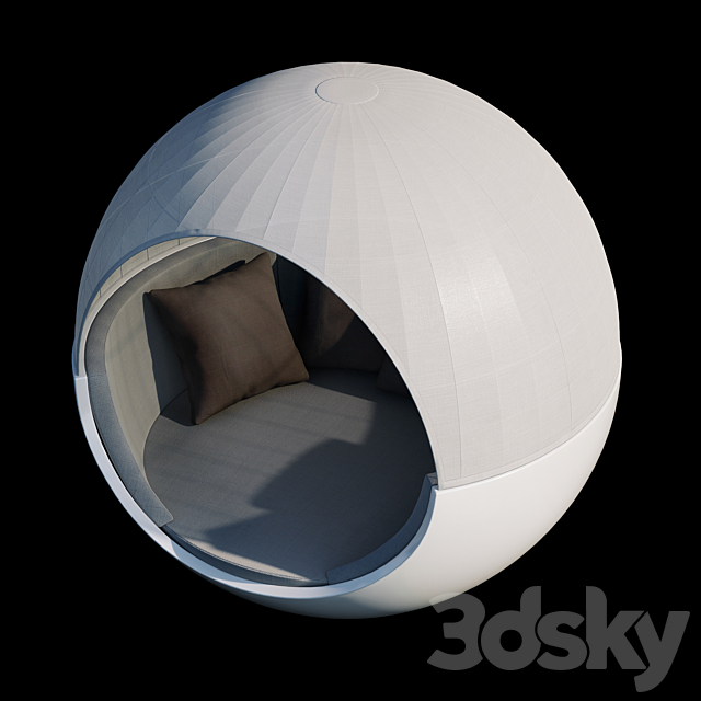 Deck chair Vondom ULM Moon with roof 3DS Max Model - thumbnail 3