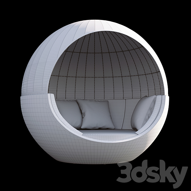 Deck chair Vondom ULM Moon with roof 3DS Max Model - thumbnail 6