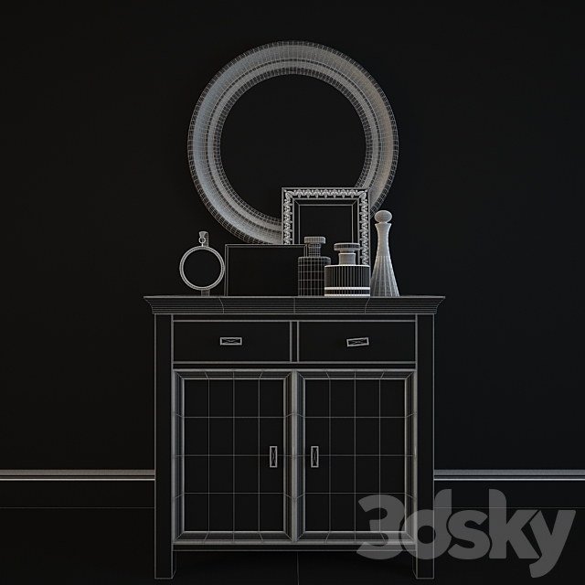 Decorative set with dresser 3DS Max Model - thumbnail 2