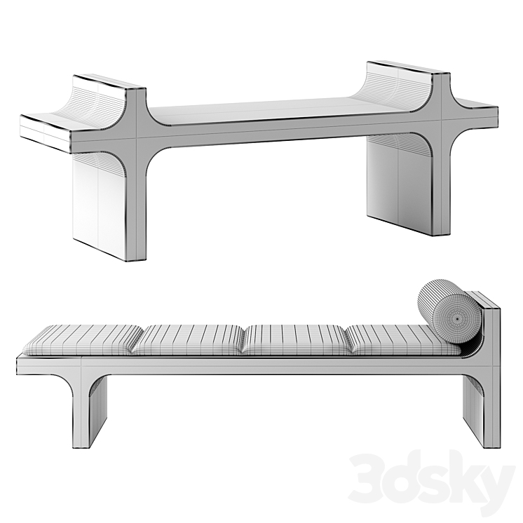 DHARMA bench by Baxter 3DS Max Model - thumbnail 2