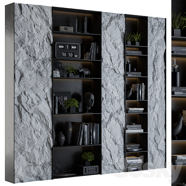 Display cabinet with Rock panel Black 3DSMax File - thumbnail 1