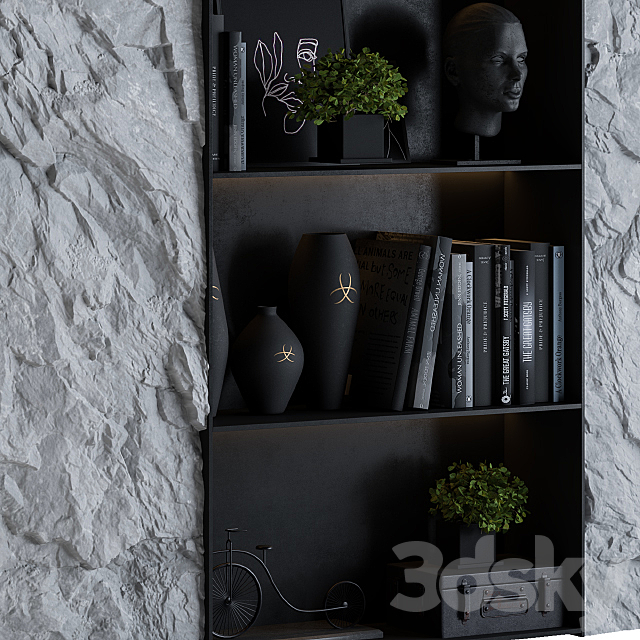 Display cabinet with Rock panel Black 3DSMax File - thumbnail 2