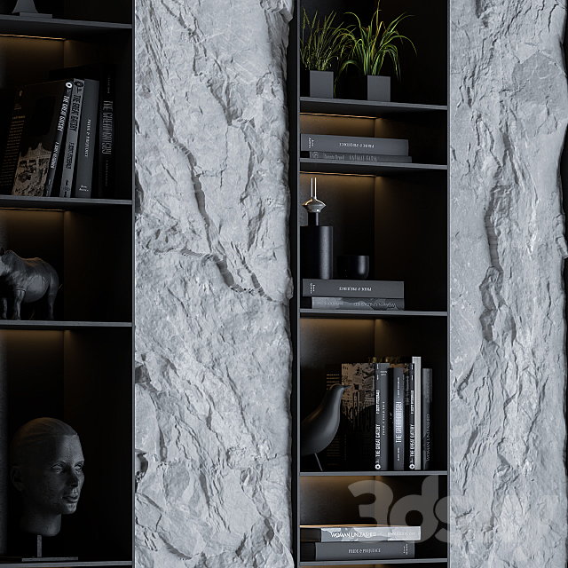 Display cabinet with Rock panel Black 3DSMax File - thumbnail 3