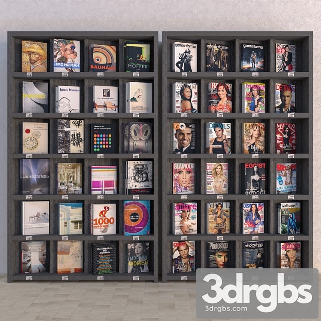 Display racks with books and magazines – vray material 2 3dsmax Download - thumbnail 1