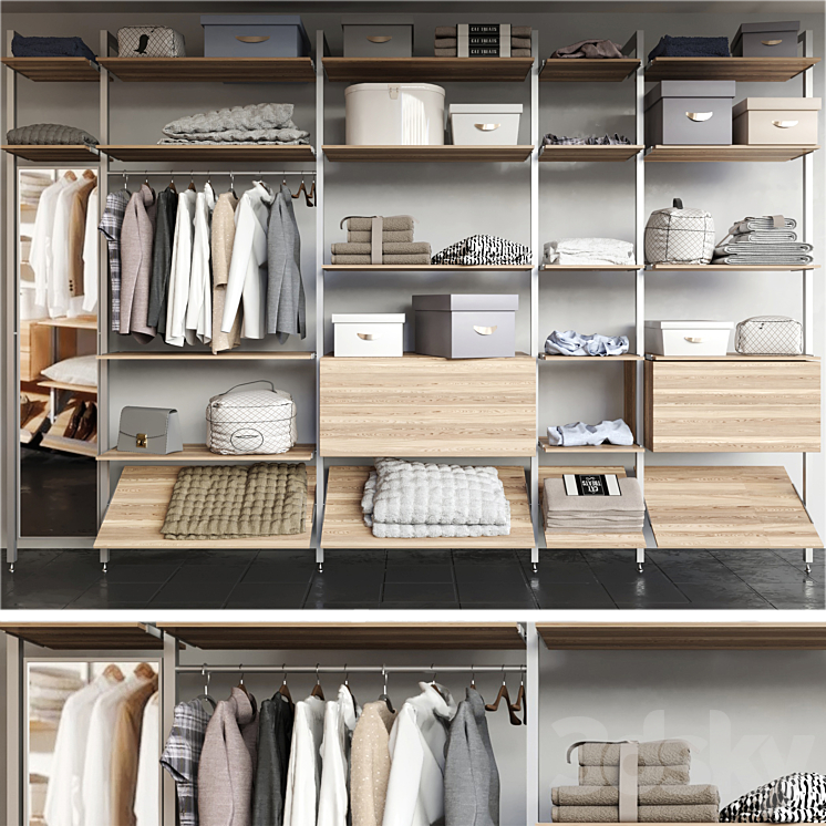 Dressing room with clothes shoes and other clothes. clothing 3DS Max - thumbnail 1