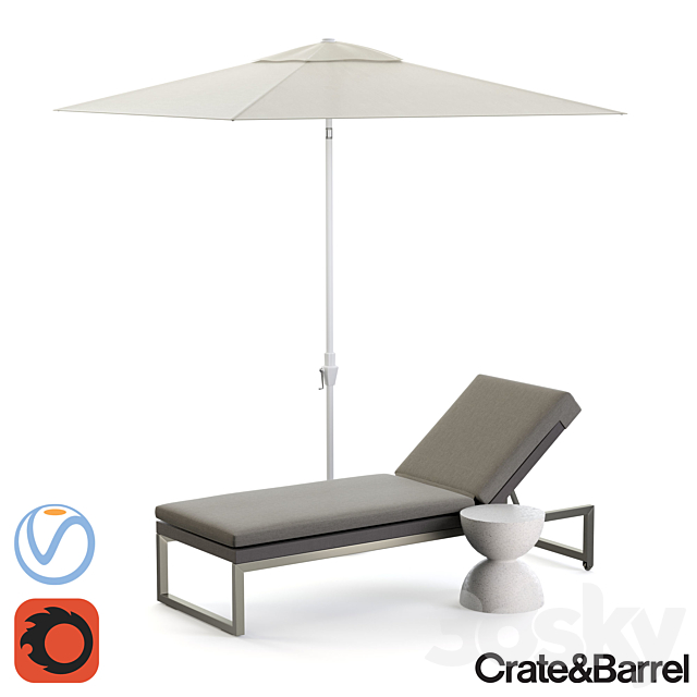 Dune Chaise Lounge with Sunbrella 3DSMax File - thumbnail 1