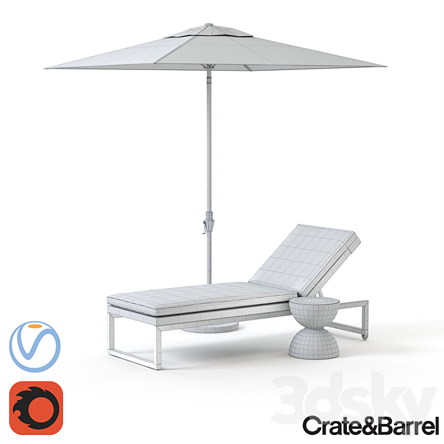 Dune Chaise Lounge with Sunbrella 3DSMax File - thumbnail 2