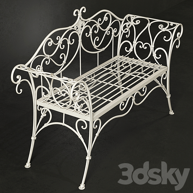 Forged bench in classic style 3DS Max Model - thumbnail 2