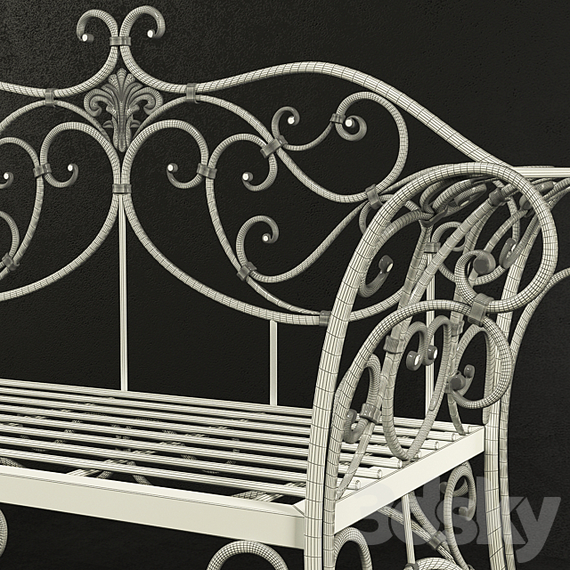 Forged bench in classic style 3DS Max Model - thumbnail 3