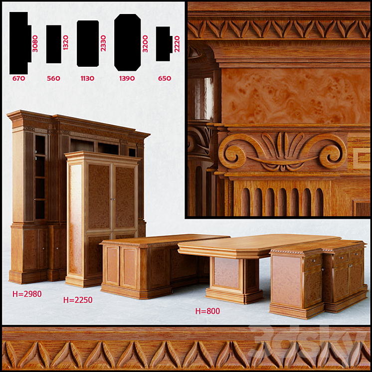 Furniture group for office 3DS Max - thumbnail 1