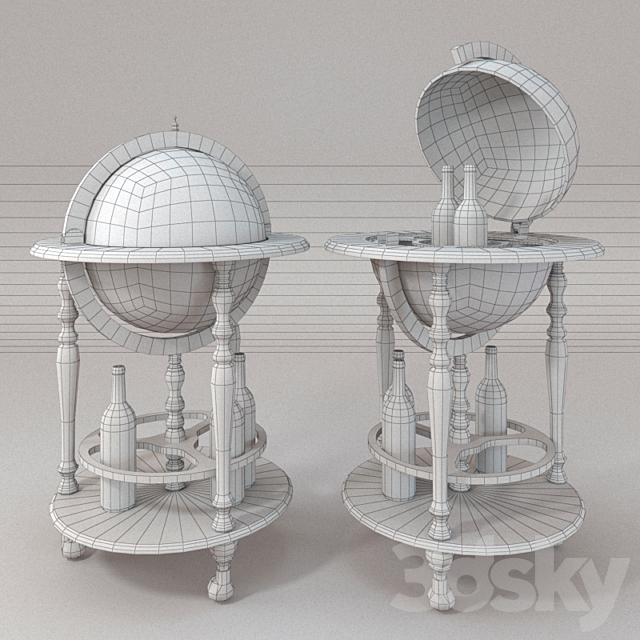 Globe Bar 3DS Max Model - thumbnail 2