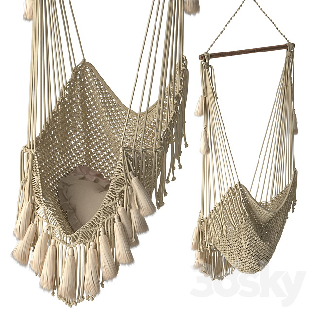 Hammock chair outboard with fringe 3DSMax File - thumbnail 3