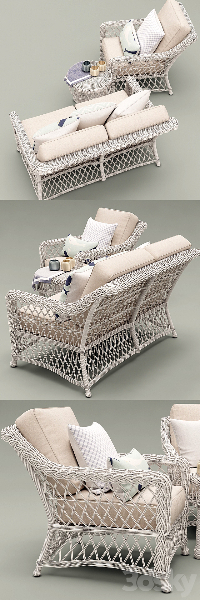 HAMPTON SEATING IN IVORY FINISH 3DSMax File - thumbnail 2