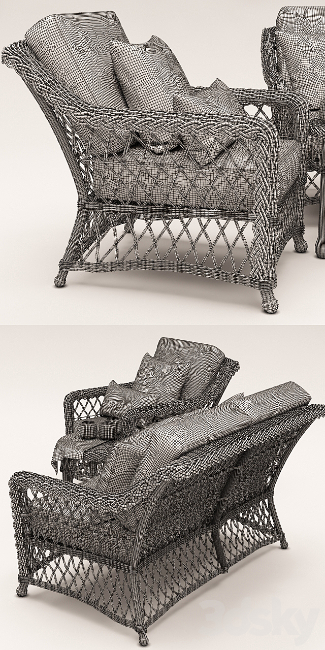 HAMPTON SEATING IN IVORY FINISH 3DSMax File - thumbnail 3