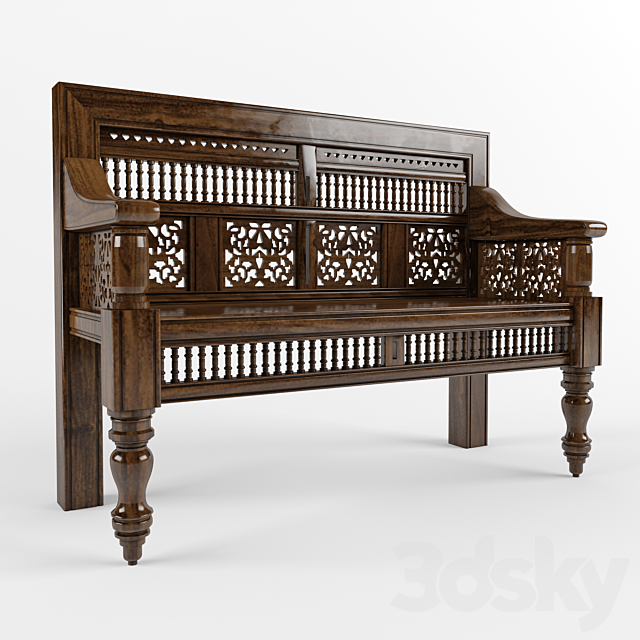 Hand Carved Settee 3DS Max Model - thumbnail 2