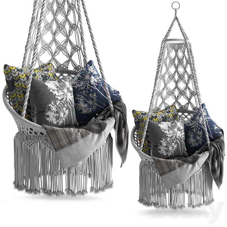 Handmade Macrame Hammock 3DS Max - thumbnail 1