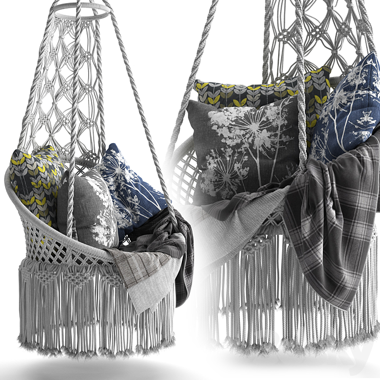 Handmade Macrame Hammock 3DS Max - thumbnail 2