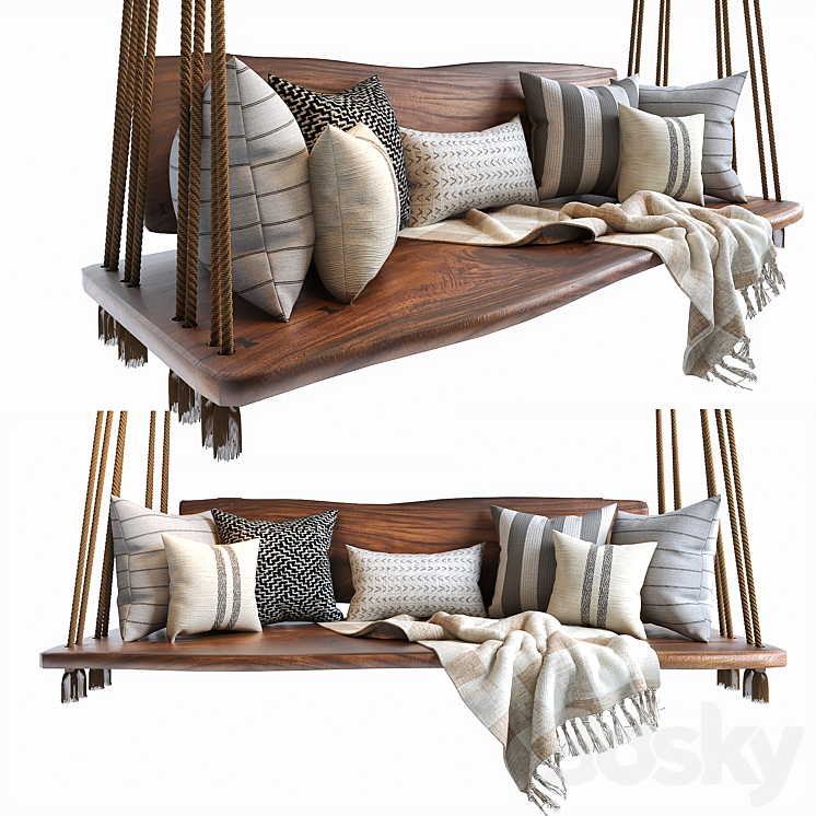 Hanging bench 01 3DS Max Model - thumbnail 1