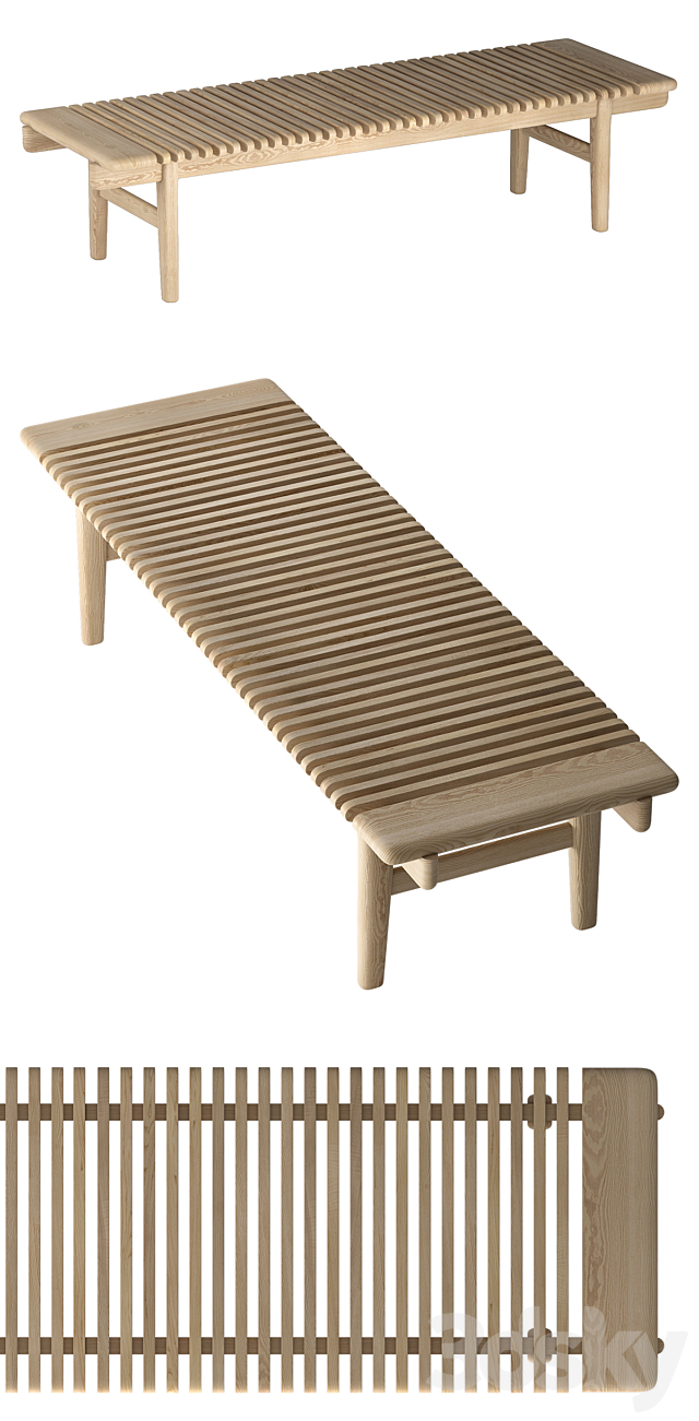 Hans Wegner PP Mobler 589 bar bench 3DSMax File - thumbnail 2