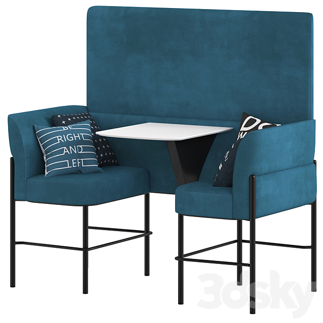 Herman Miller Hue Lounge Furniture high with wall 3DS Max Model - thumbnail 2