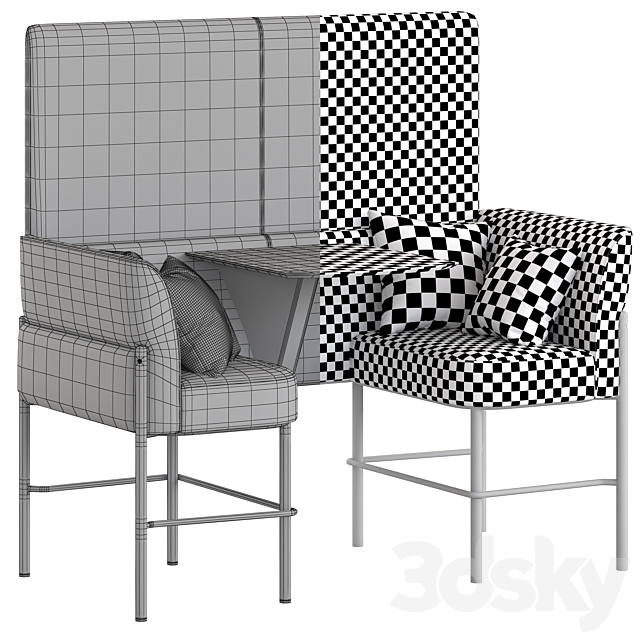 Herman Miller Hue Lounge Furniture high with wall 3DS Max Model - thumbnail 5