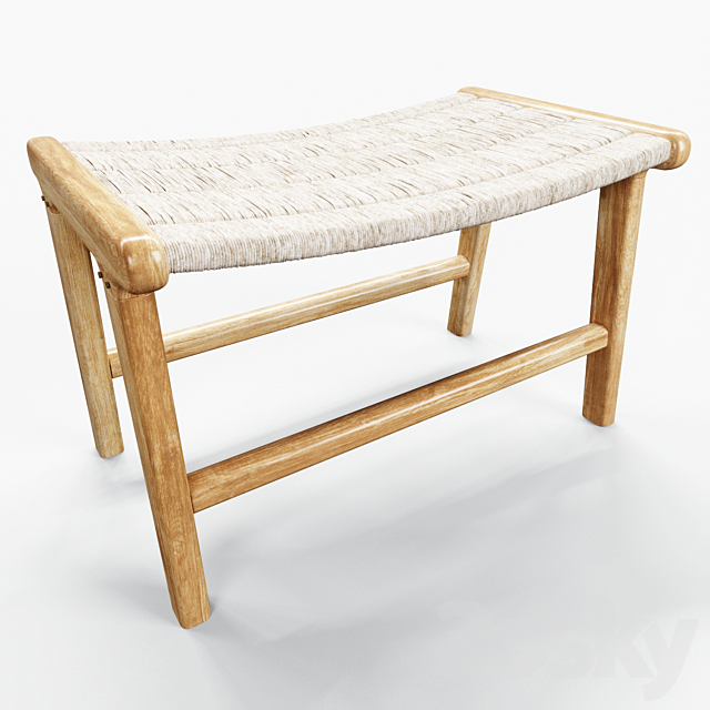 HKLiving abaca _ teak lounge ottoman 3DSMax File - thumbnail 1