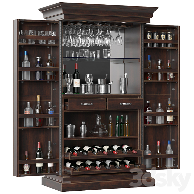 Home Bar Cabinet 3DS Max Model - thumbnail 1