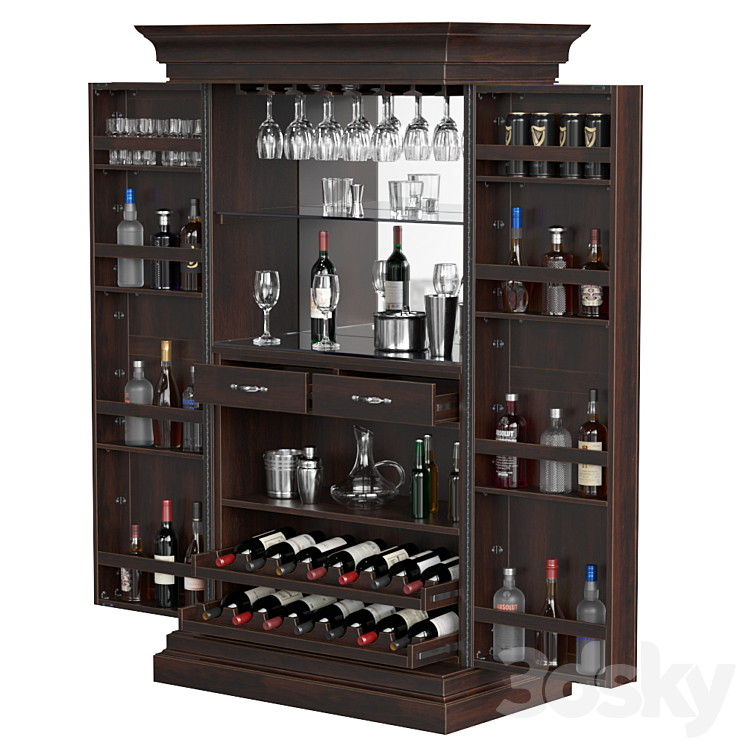 Home Bar Cabinet 3DS Max Model - thumbnail 2