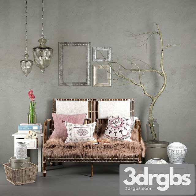 Hubsch interior rattan set 2 3dsmax Download - thumbnail 1