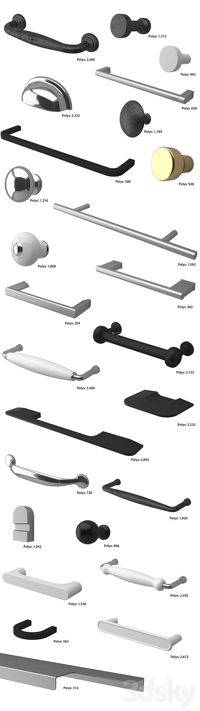 IKEA door knobs and handles 3DS Max Model - thumbnail 2