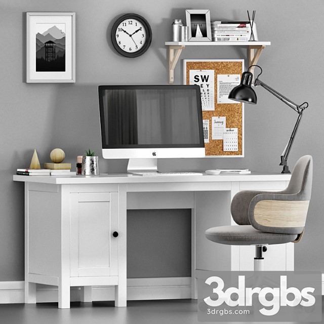 Ikea hemnes with alki lan chair workplace 2 3dsmax Download - thumbnail 1