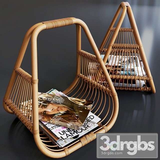 Journals Set Wicker Stand Made Natural Rattan 3dsmax Download - thumbnail 1