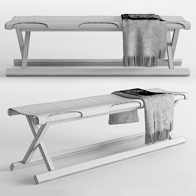 Liaigre bench orée 3DS Max Model - thumbnail 5