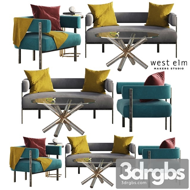 Living set west elm 2 3dsmax Download - thumbnail 1