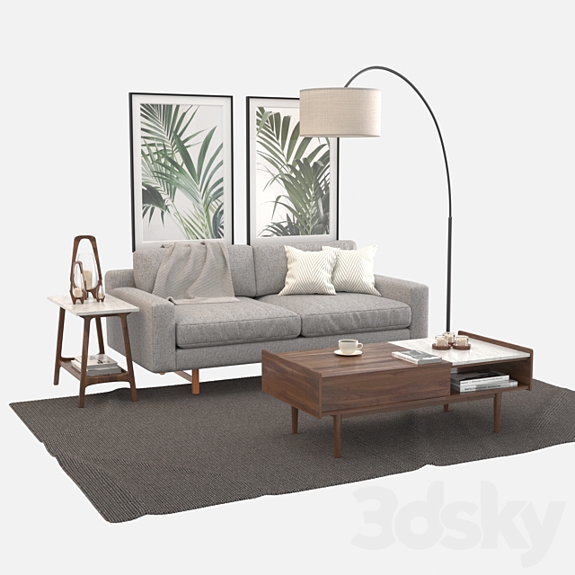 Living Set. West elm 3DSMax File - thumbnail 2