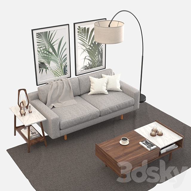 Living Set. West elm 3DSMax File - thumbnail 3