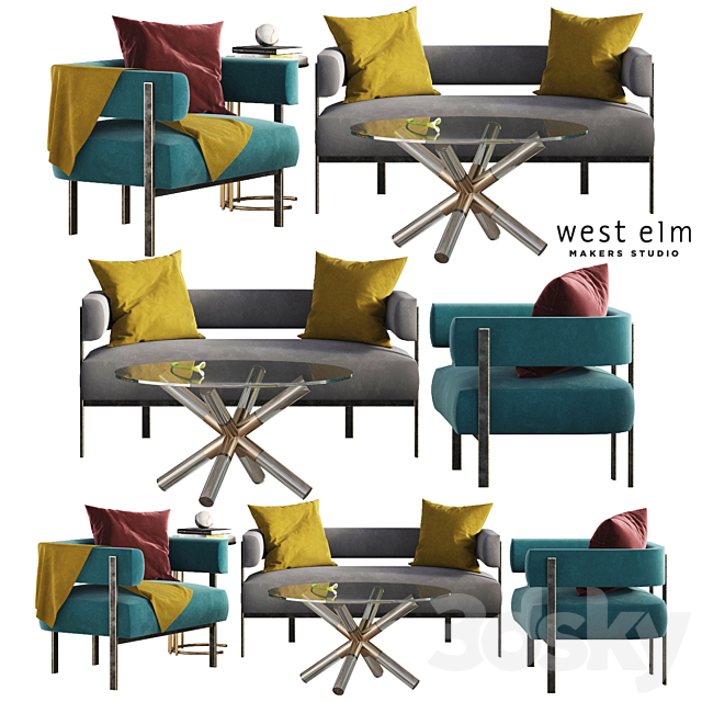 Living Set West Elm 3DSMax File - thumbnail 1