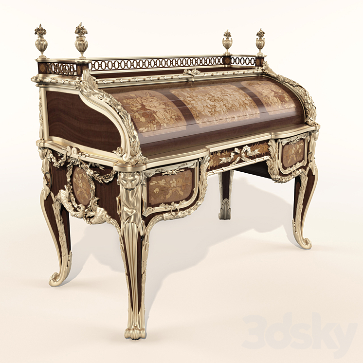 Louis XV Bureau 3DS Max - thumbnail 1